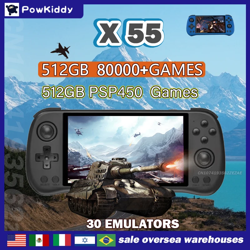 Retro Gaming Os - 80000 Games 512G POWKIDDY X55 5.5