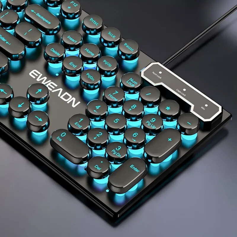 Retro Gaming Keyboard - Retro Punk mechanisch toetsenbord-muisset Bedraad Draadloos