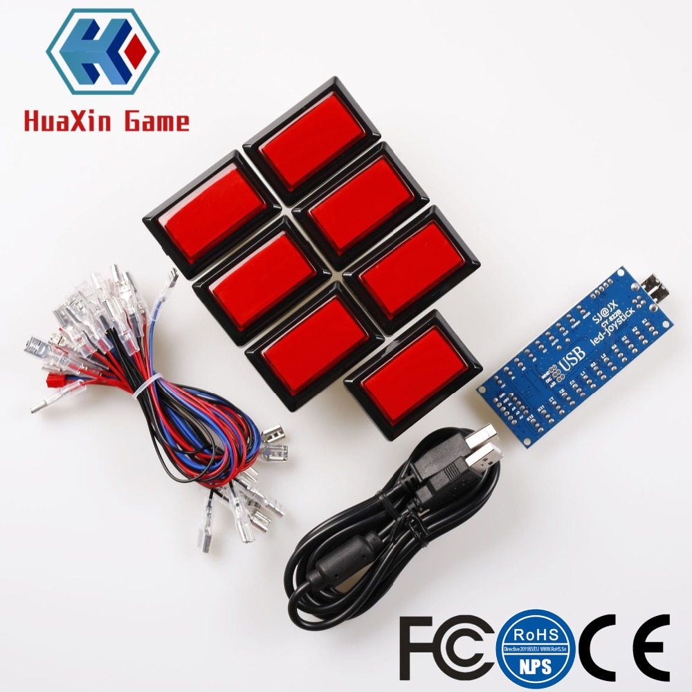Arcade Button Kit - Rechthoekige LED-verlichte drukknop Arcade Game Kit,
