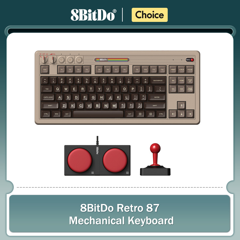 Retro Gaming Keyboard - 8BitDo retro mechanisch toetsenbord, BT/2.4G/USB-C hot-swappable
