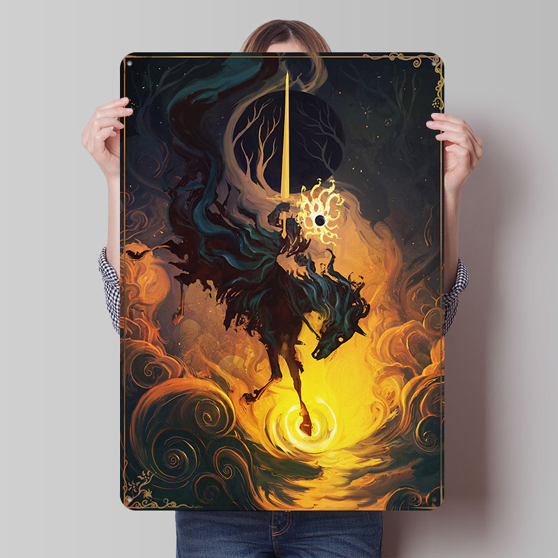 Retro Knight Gaming - De Eclipse Knight Metalen Poster Aangepaste