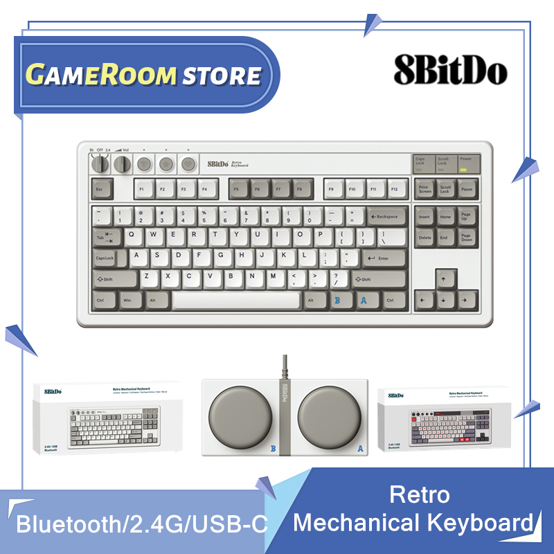 Retro Gaming Keyboard - 8Bitdo Retro mechanisch toetsenbord, Bluetooth/2.4G/USB-C Hot-swappable