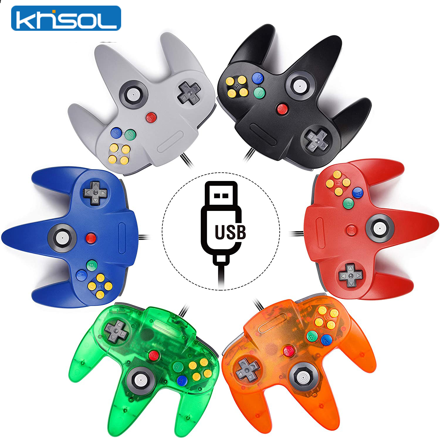 Retro Gaming Os - N64-controller Klassieke USB-bekabelde afstandsbediening Gamepad Gaming-joystick